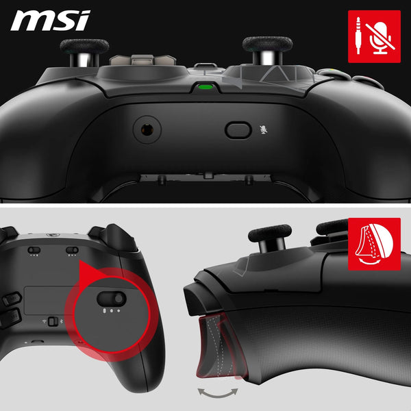 MSI FORCE GC20 V2 WHITE Wired PC Gamepad Controller - Interchangeable D-Pad Covers, Dual Vibration Motors, USB 2.0 - Wired