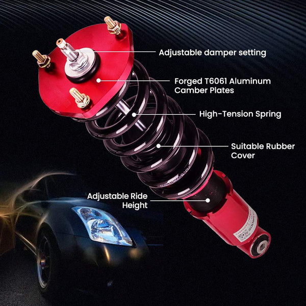 maXpeedingrods Adjustable Damper Coilover Suspension Kit Red