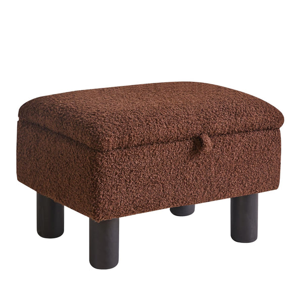Aibiju Footstool with Storage, Small Rectangle Ottoman with Padded Seat Pine Wood Legs,Faux Teddy Fur Sofa Footrest Extra Seating for Living Room