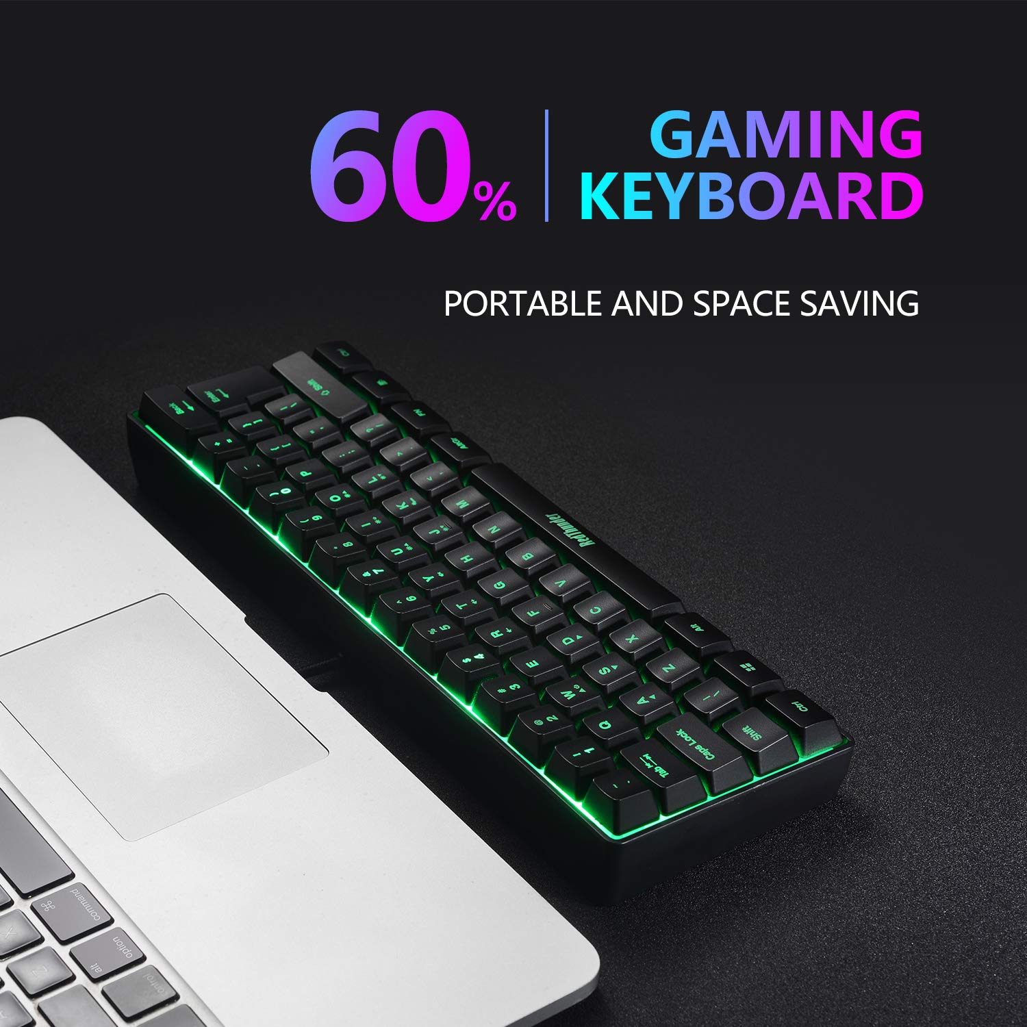 RedThunder 60% RGB Gaming Keyboard and Mouse Combo, UK Layout Ultra Compact Backlit Mini Keyboard, Lightweight 7200 DPI Cellular Optical Mouse, Portable Wired Gaming Set for PC PS5 Xbox Gamers (Black)
