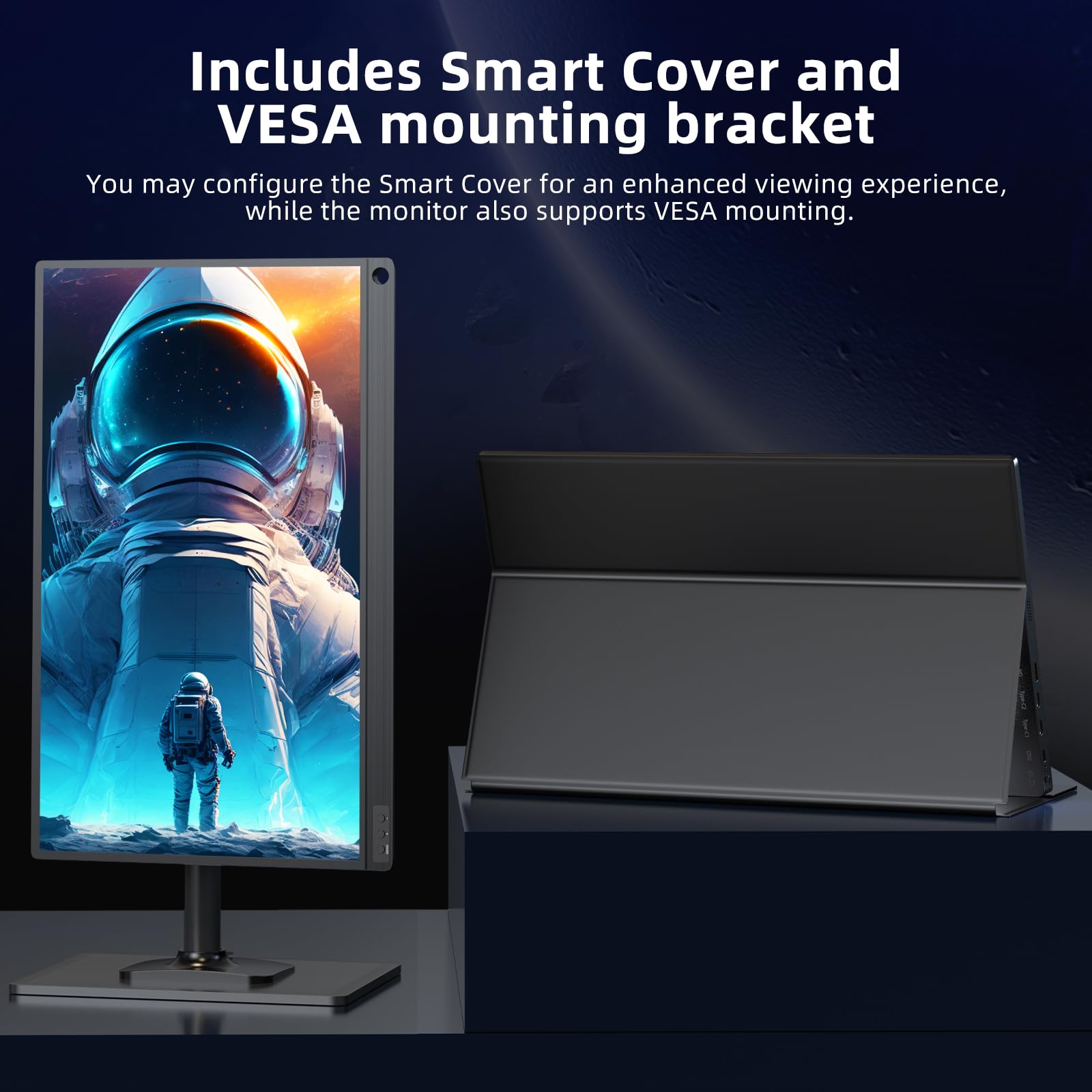 UPERFECT Portable Monitor 18.5 Inch 120Hz，Portable Gaming Monitor 1080P FHD 100% sRGB Matte Screen, IPS HDR FreeSync Speaker HDMI USB C Monitor, VESA & Smart Cover