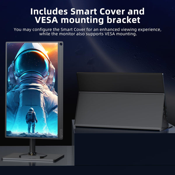 UPERFECT Portable Monitor 18.5 Inch 120Hz，Portable Gaming Monitor 1080P FHD 100% sRGB Matte Screen, IPS HDR FreeSync Speaker HDMI USB C Monitor, VESA & Smart Cover