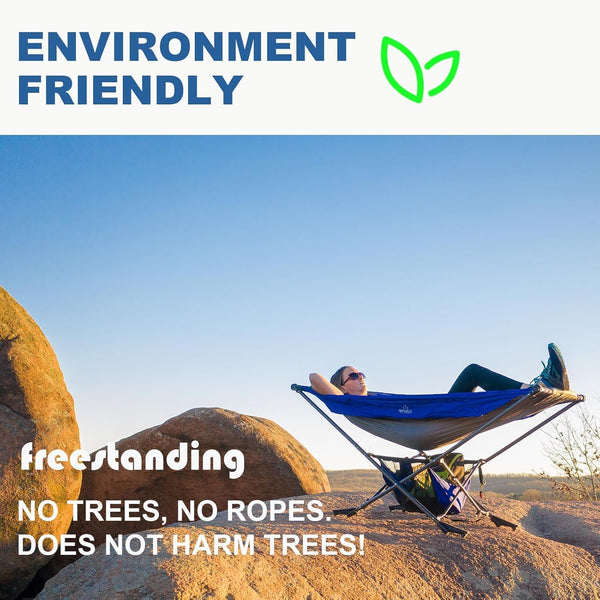 MOCK ONE Hammock with Stand with Adjustable Sunshade Canopy, Portable Free Standing Hammock with Steel Frame for Outdoor, Garden, Camping, Beach, Orange