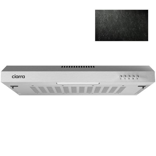 CIARRA 60cm Visor Cooker Hood Undercabinet Hoods Stainless Steel Wall Mounted Kitchen Extractor Fan Model CBCS6903