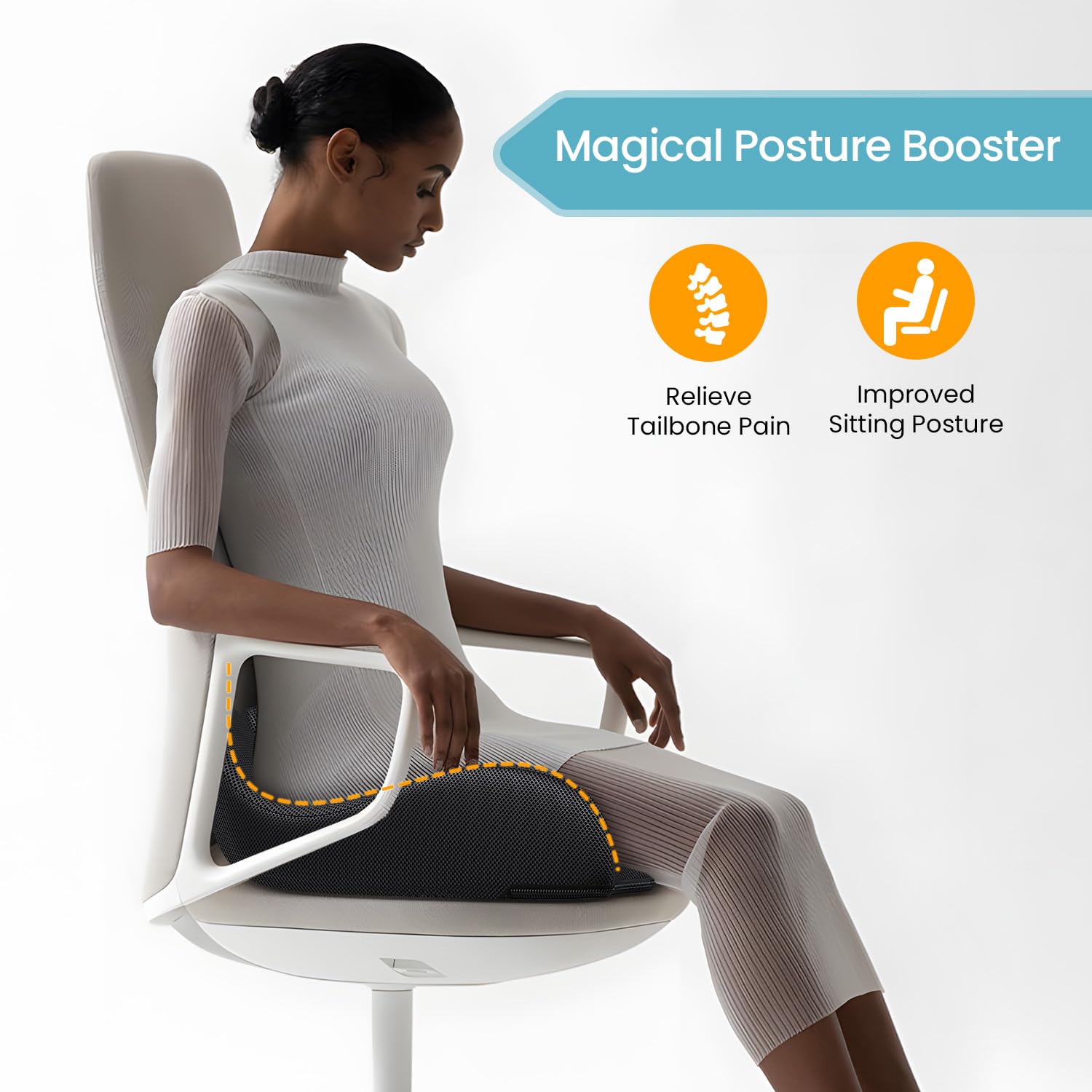 A-Pce Large Memory Seat Cushion for Office Chair Pressure Relief Sciatica & Tailbone Pain Relief Memory Foam Firm Coccyx Pad for Long Sitting, for