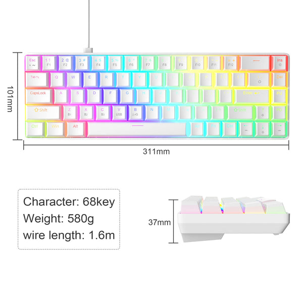 MageGee Portable 60% Gaming Mechanical Keyboard, Minimalist MK-Box Ice Blue Backlit Compact 68 Keys Wired Office Keyboard with Red Switch for Windows Laptop PC Mac Convenient(Gray & White)