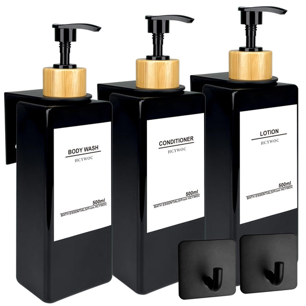 HCYWOC Shampoo Dispenser for Shower Wall, Shampoo and Conditioner Dispenser with 16 Waterproof Labels, No Drill Shower Soap Dispenser Bathroom, Shower