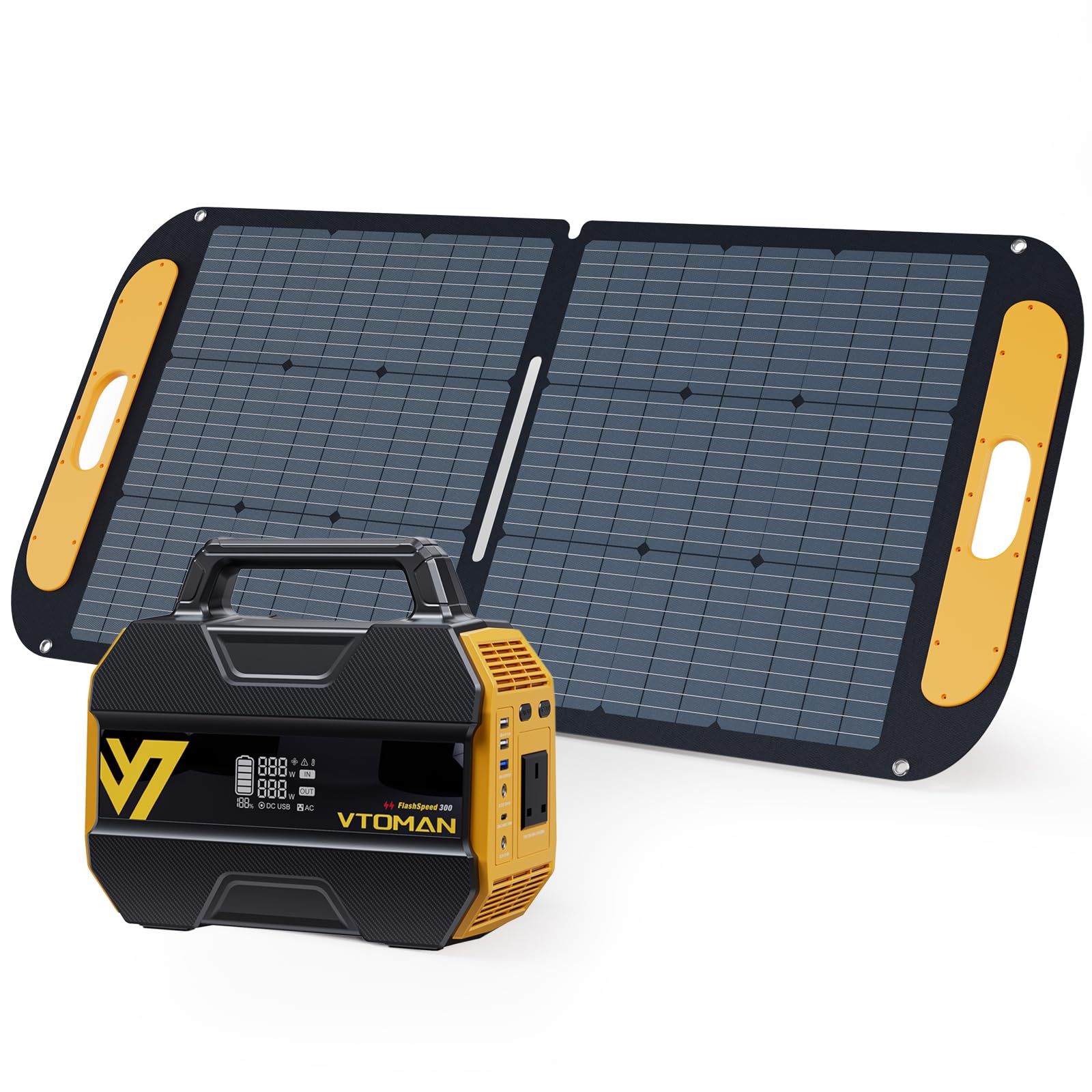 VTOMAN FlashSpeed 300 Portable Power Station Up to 600W Output, 230Wh Solar Generator with LiFePO4 Battery, Fast Charging 100W USB-C, 3000 Cycles, 6 Outlets for Home, Camping, RV, Fishing