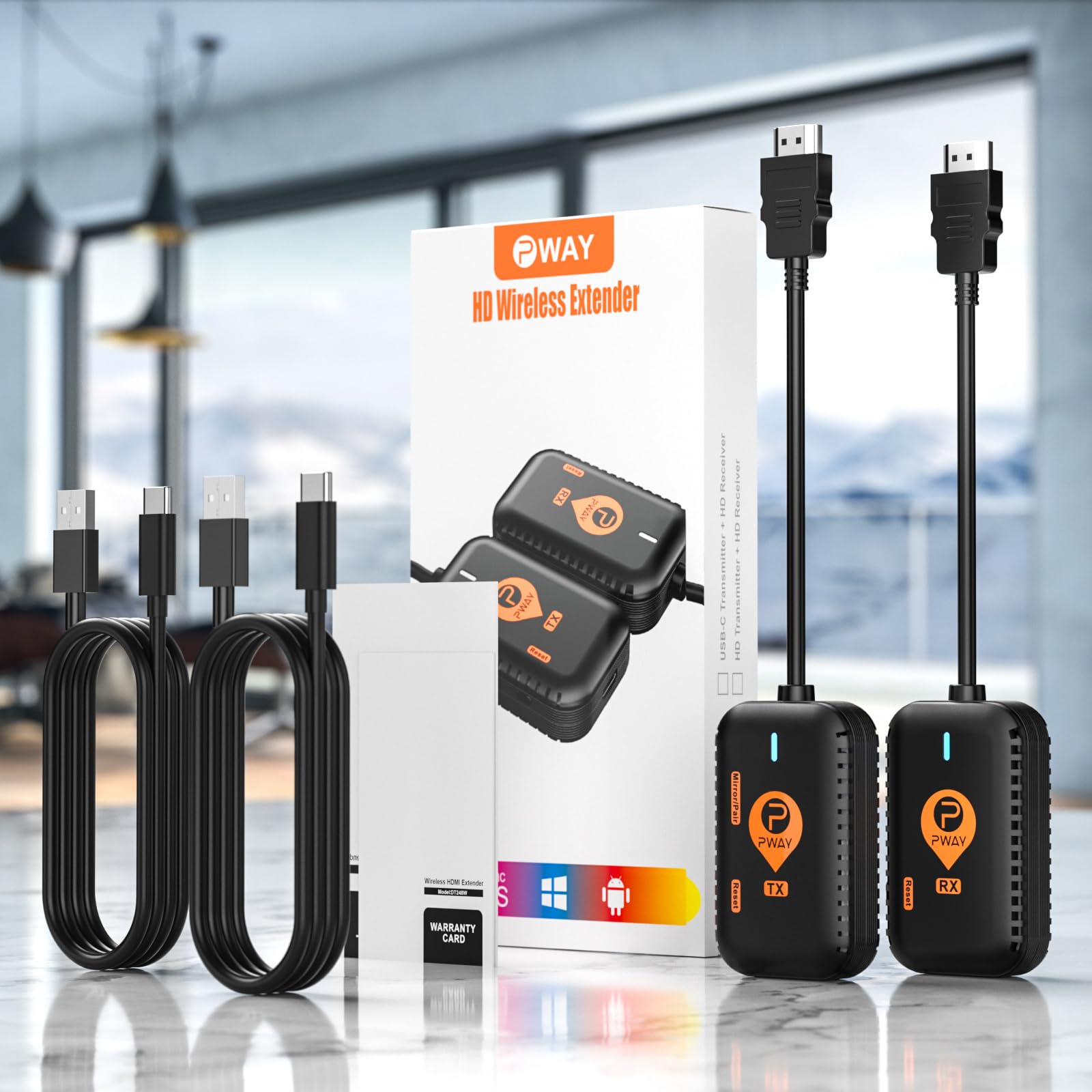 BDFFLY Wireless HDMI Transmitter and Receiver, Plug & Play Portable 2.4G/5G Wireless HDMI Extender Kit for Streaming Video and Audio to Monitor from Laptop/PC/TV Box/Projector - 98FT/30M