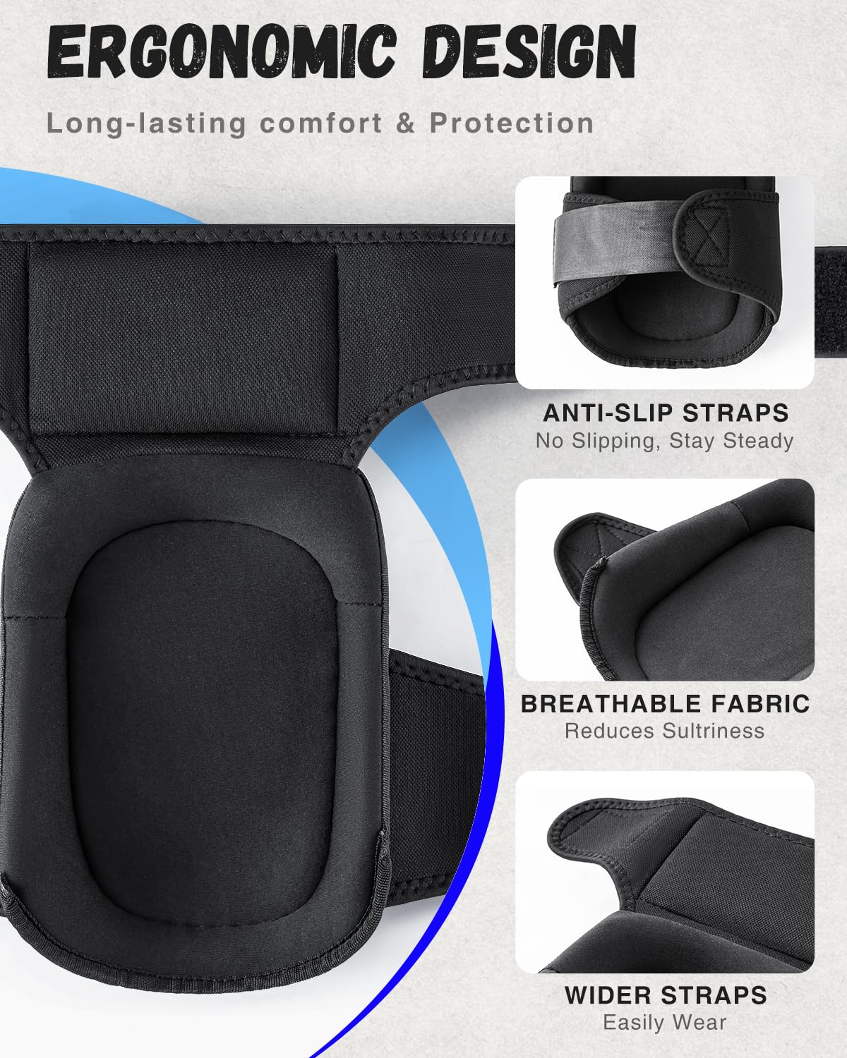 IPSXP Professional Knee Pads for Work,Gardening & Construction Knee Pads for Men and Women with Thick Double Gel Cushion, Strong Adjustable Non-Slip Straps,1 Pair