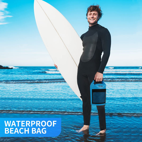 Bojury Waterproof Dry Bag Backpack 30L with Mesh Pocket Adjustable Strap - Roll Top Portable Dry Sack for Kayaking Boat Tour Canoe Swimming Snow Boarding-Blue Fishing Rafting