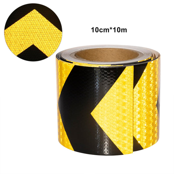 XFXIA Reflective Tape - Yellow & Black, 10cm x 20m, Waterproof, Self-Adhesive Warning Tape for Vehicles, Cars, Trailers, Outdoors