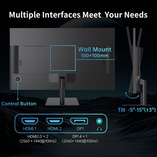 KTC Flat 32 Inch Monitor, QHD 1440P 2K@100Hz IPS Large Computer Monitor, Ultra Thin Bezels, Anti-Blue Light, HDR10, 103% sRGB, 86% DCI-P3, 350 Nits, 3ms MPRT, Adaptive Sync for Working and Gaming