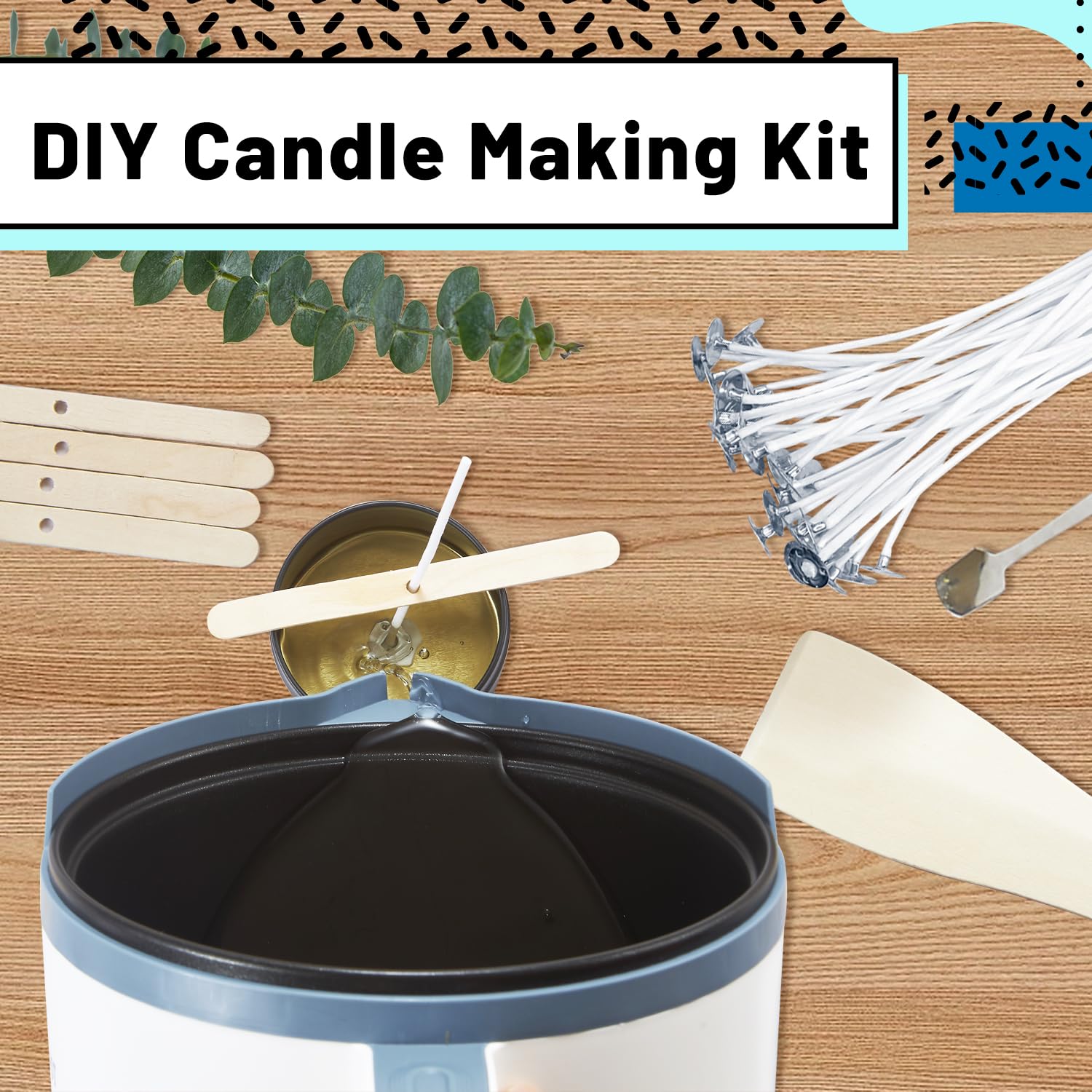 Ksedcon Wax Melter for Candle Making with Pour Spout, Electric Wax Melting Pot Kit Included Wicks, Wick Stickers, Centering Device, Stirring Spoon