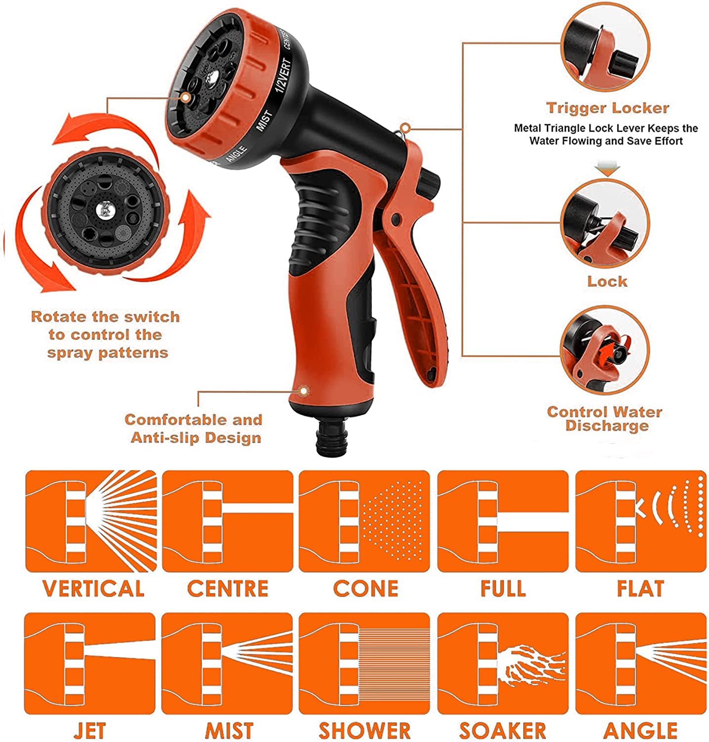 Expandable Garden Hose with 10 Modes Water Spray Gun,3/4"&1/2" Solid Brass Connectors, Durable 3450D Weave, Garden Hose Reel,No-Kink Flexible Magic