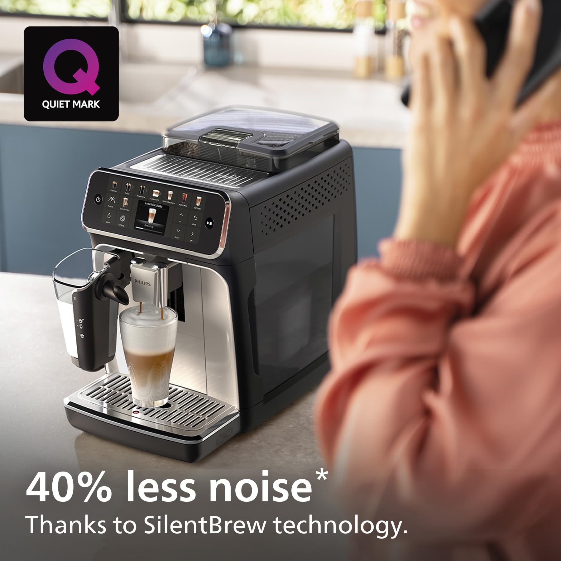 PHILIPS 5400 Series Bean to Cup Coffee Machine – 12 Coffee Varieties, LatteGo Milk Frother, Fastest-to-Clean, Ceramic Grinder, Fully Automatic Espresso & Cappuccino maker – Black, Silver (EP5446/70)