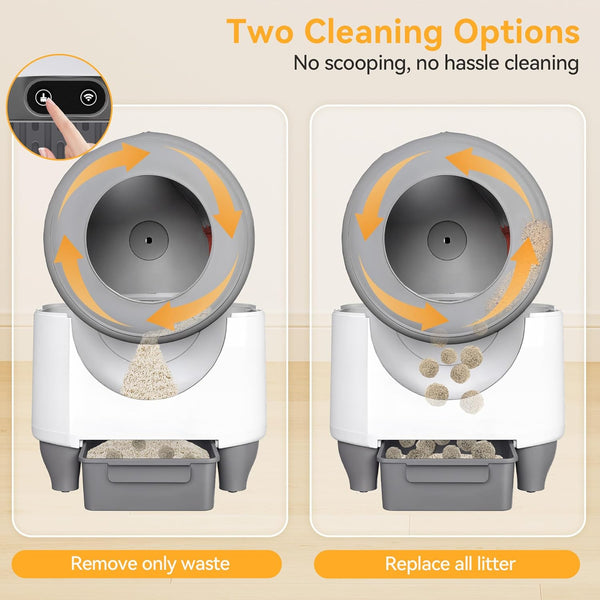 Devoko 90L Self cleaning cat litter tray,APP Control,9 safety sensors,Easy Clean litter robot,Extra Large litter boxes for Multiple Cats,Anti-pinch Smart Robot,Automatic cat litter tray for Multi-Cats