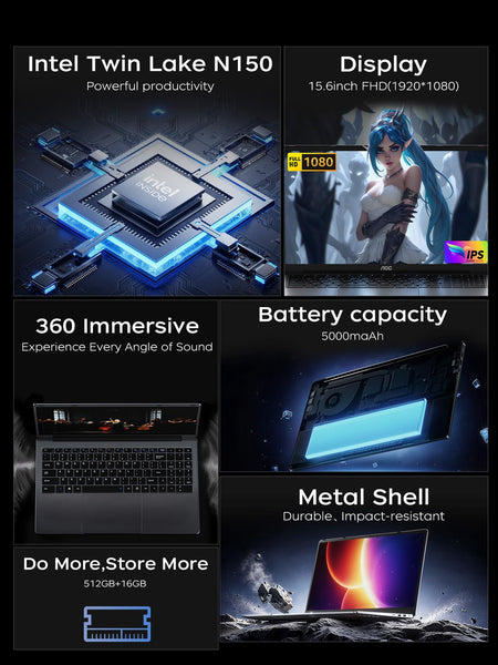 ACEMAGIC 15.6" FHD Laptop with AMD Ryzen 7 5700U (Processor up to 4.3GHz) 8 Core - 16GB RAM DDR4 512GB SSD Windows Laptops, HD Display, HDMI, BT5.0,3*USB3.2,Type-C,Dual Speakers, 65W Adapter, WiFi 6.0