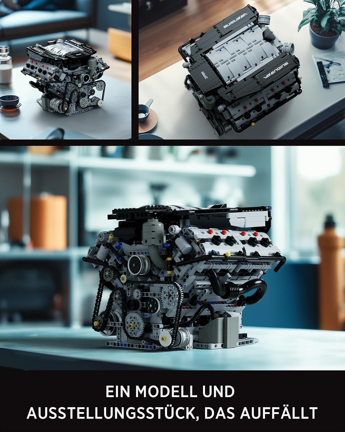 V8 Engine Building Set, Exclusive Advanced Collector's Engine Model to Build, Physical Science Experiment Toy for Adults, Home or Office Décor, Collectible Gifts (2725 PCS, NF10287)