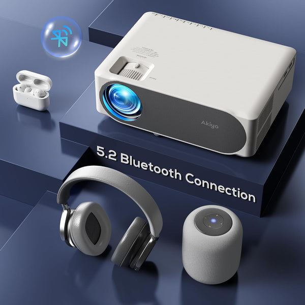 4K Projector, AKIYO 20000 Lumen WiFi 6 Bluetooth Full HD 1080P Outdoor Projector, Zoom Function, 300" Display Home Theater Movie Projectors, Compatible with TV Stick/HDMI/USB/iPhone/Android/Smartphone