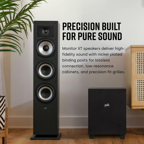 Polk Audio Polk Monitor MXT60 Compact Tower Speaker, HiFi and Home Cinema Speaker, Hi-Res Certified, Dolby Atmos and DTS:X Compatible (1 piece)