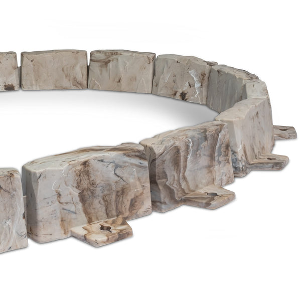 EasyFlex No-Dig Landscape Edging with Anchoring Spikes, 2.7 in Tall Decorative Stone-Look Garden Border, 15 Foot Kit, Brown