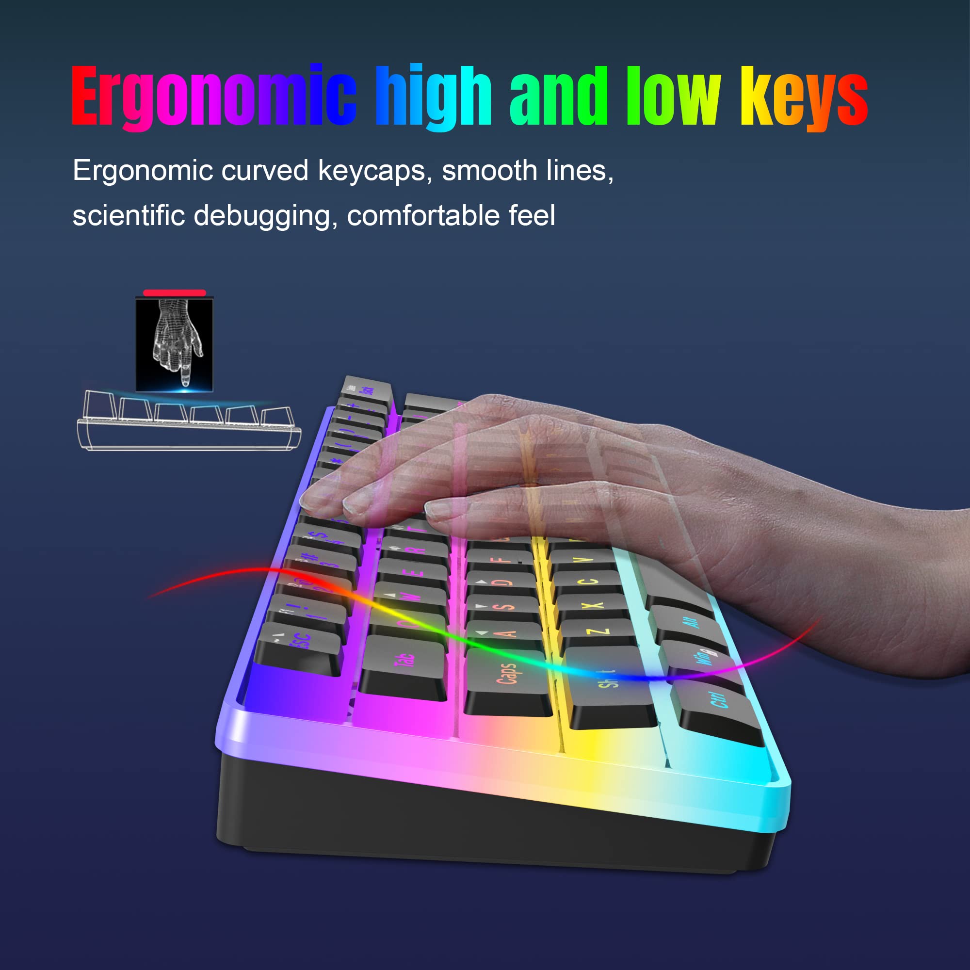 Snpurdiri 60% Wired Mechanical Gaming Keyboard, Mini 61-Key With Red Switches for PC, Windows XP, Win 7, Win 10 (Black-Red)