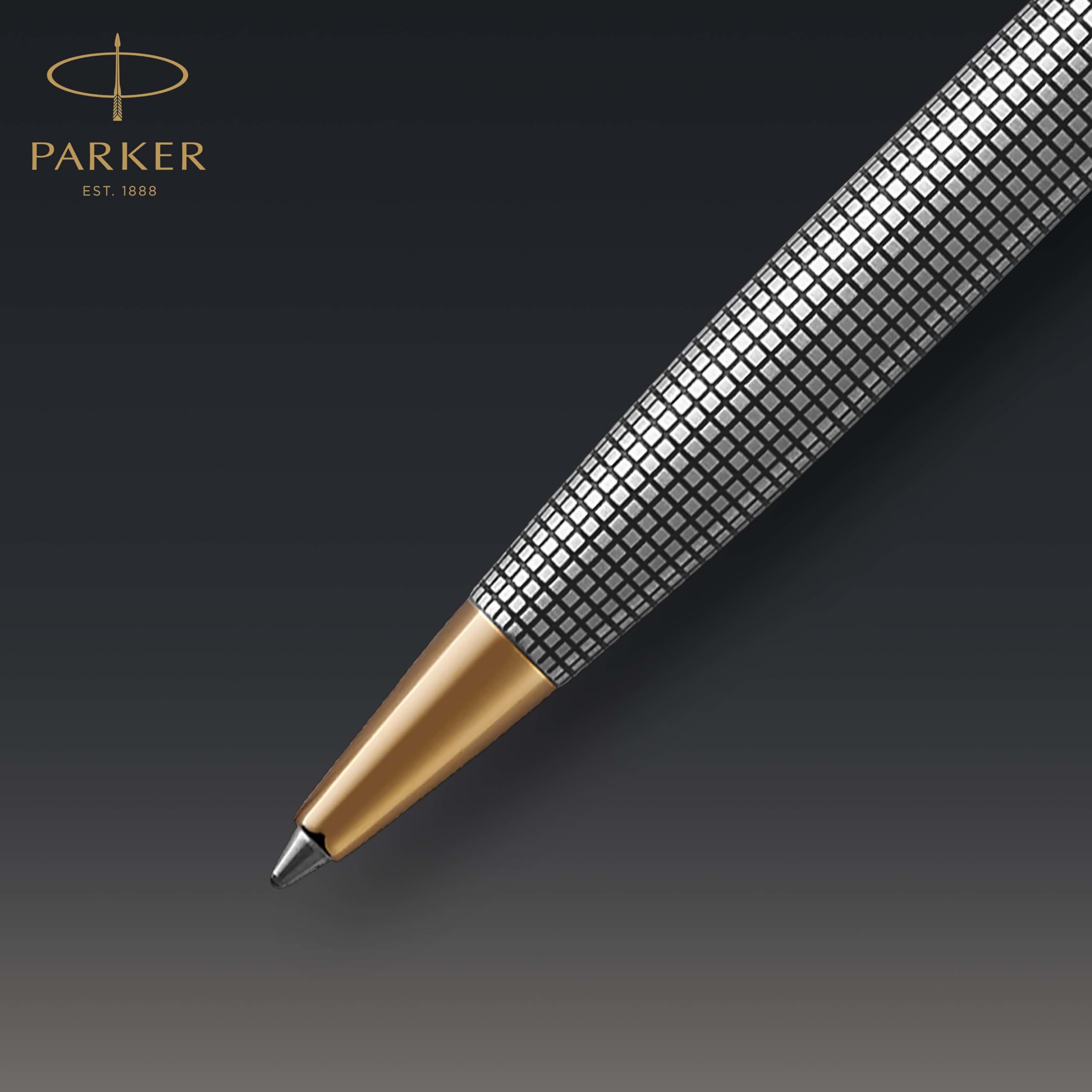 Parker Sonnet Ballpoint Pen | Stainless Steel with Gold Trim | Medium Point | Handwriting Pens & Stationery Supplies | Black Ink | Gift Box