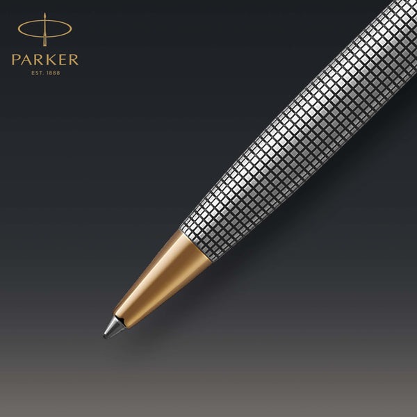 Parker Sonnet Ballpoint Pen | Stainless Steel with Gold Trim | Medium Point | Handwriting Pens & Stationery Supplies | Black Ink | Gift Box