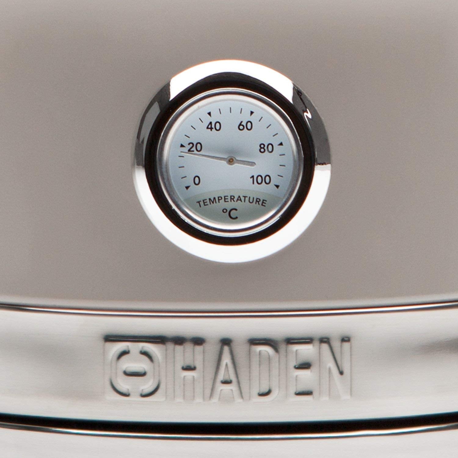 Haden Jersey Stainless Steel Kettle - 3000W Rapid Boil Technology, Ergonomic Design, BPA-Free, Safety Features, and Stylish Chrome Detailing, Putty