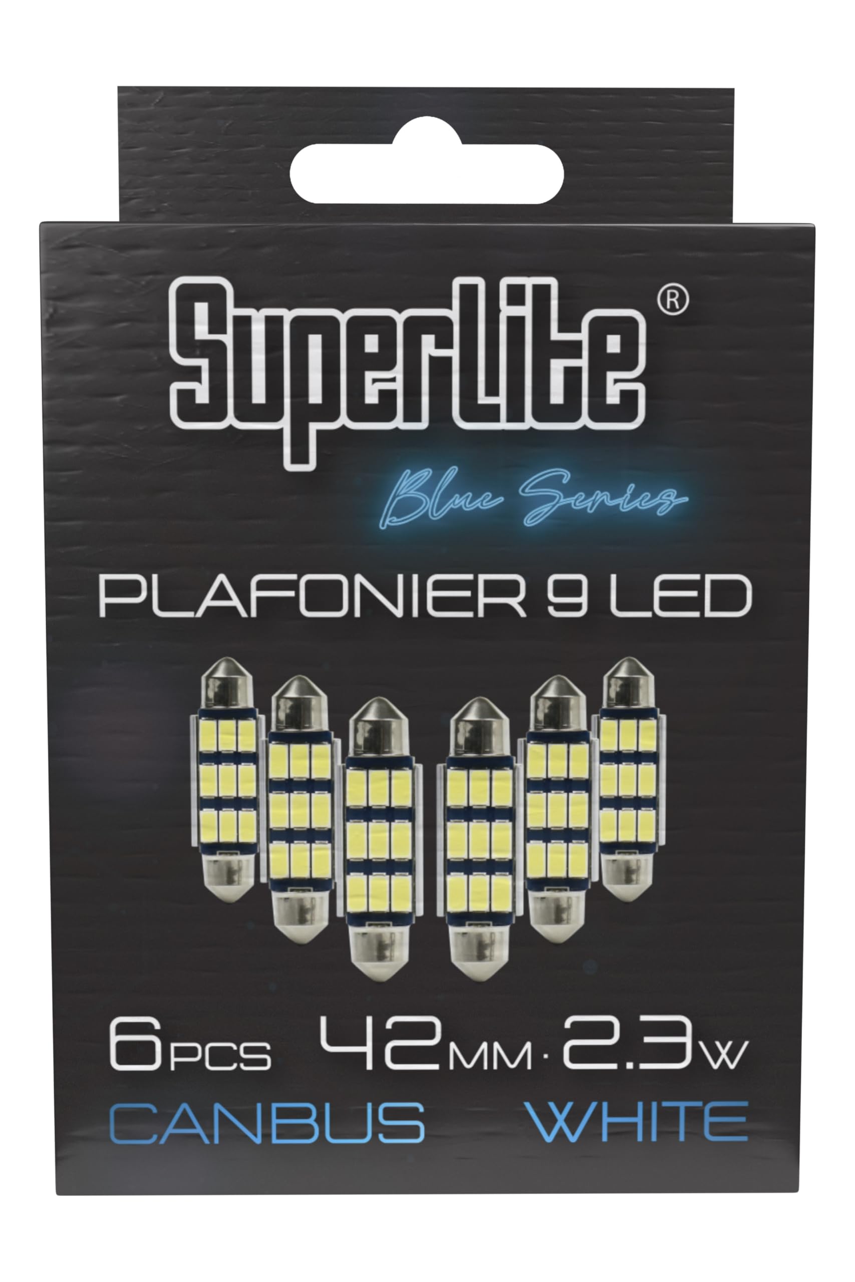 Superlite Set of 2 T10 Bulbs with 18 Leds from the Blue Series range. CanBus Technology and 6500K Colour Temperature. Ideal for Car and Truck.