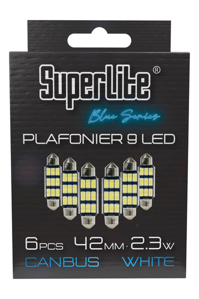 Superlite Set of 2 T10 Bulbs with 18 Leds from the Blue Series range. CanBus Technology and 6500K Colour Temperature. Ideal for Car and Truck.