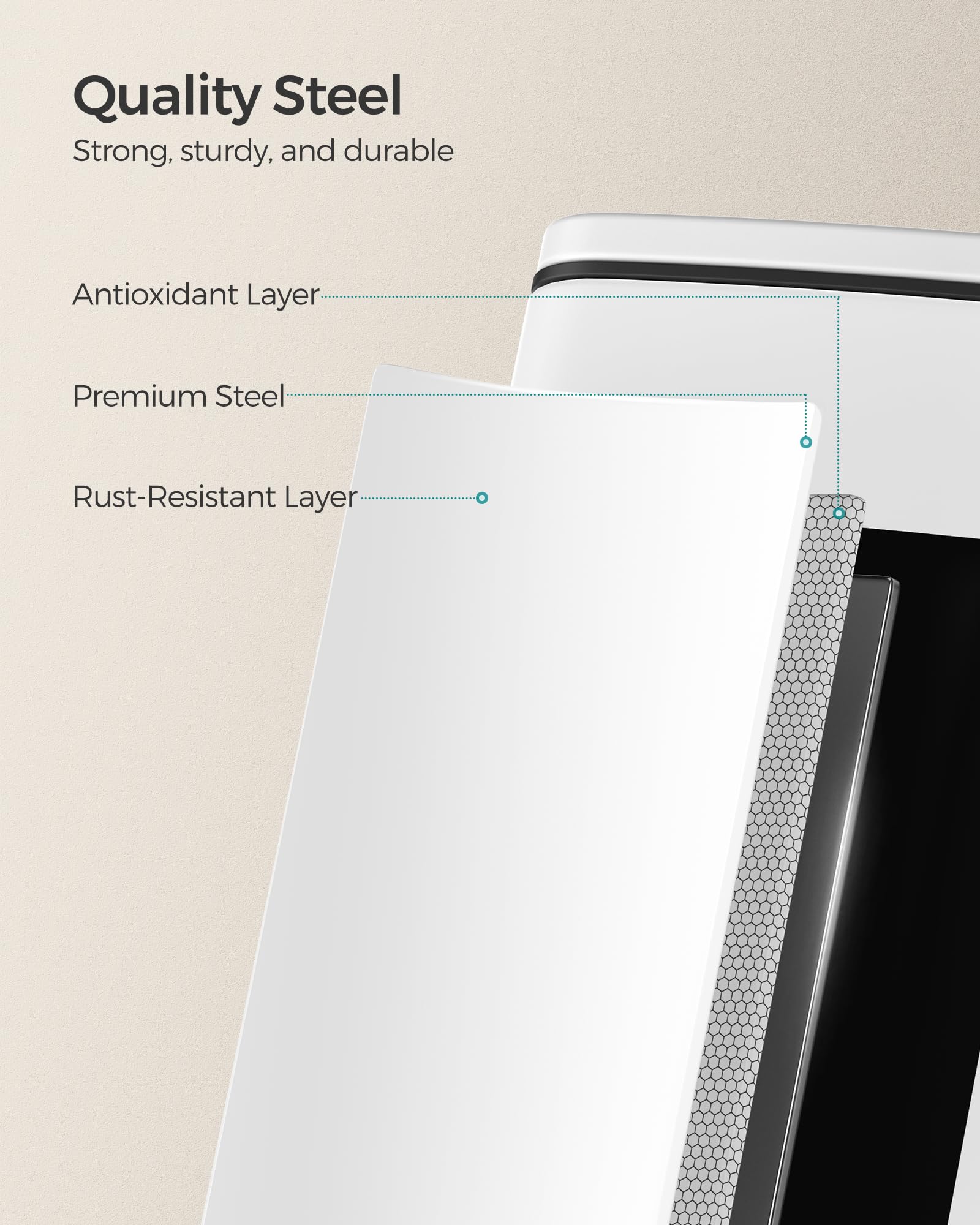 SONGMICS Kitchen Bin, 8-Gallon (30 L) Trash Bin, Steel Pedal Bin, with Inner Bucket, Soft Close and Stays Open, Metallic Silver LTB593E01