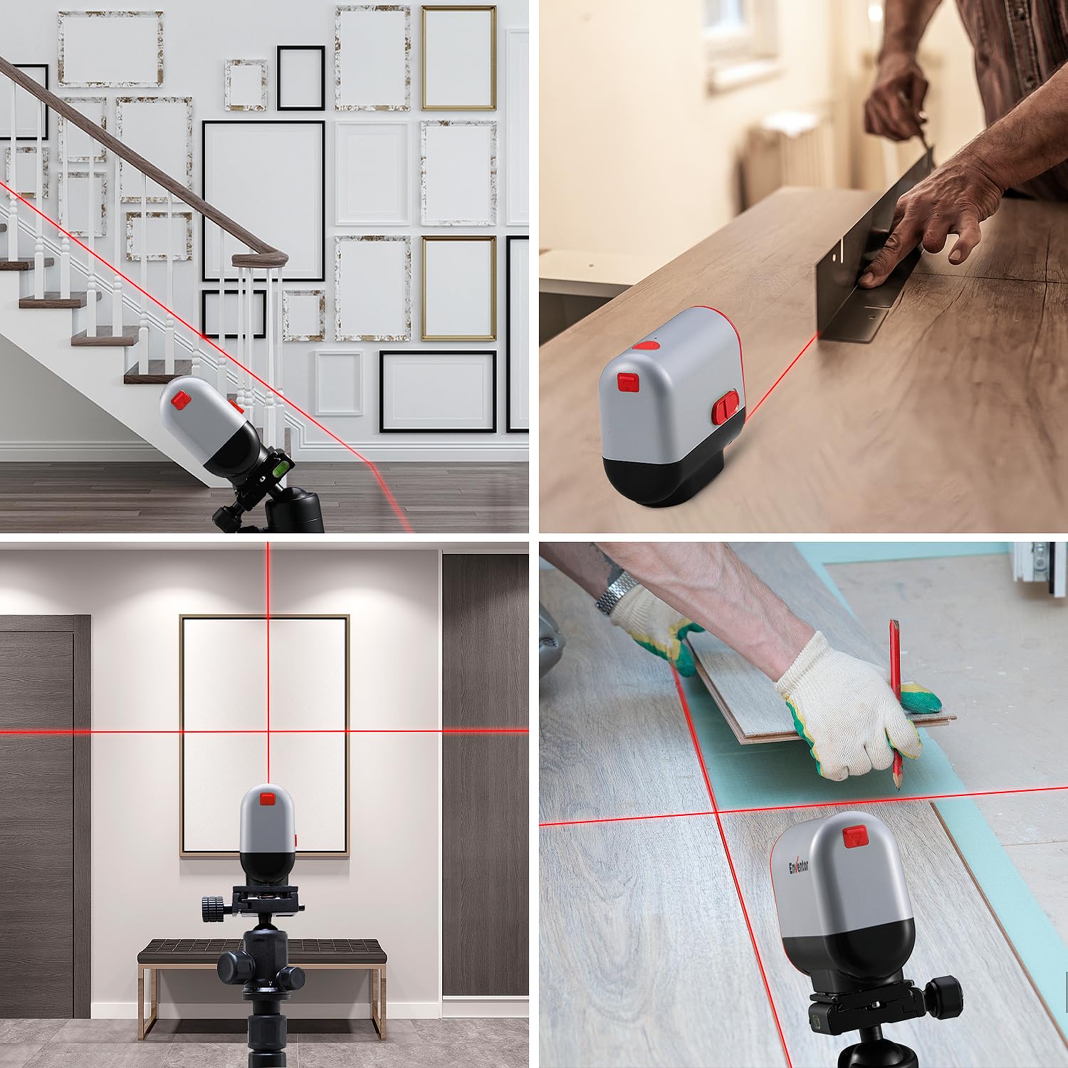 Enventor Rechargeable Laser Level, 25M 2200mAh Li-ion Battery Green Laser Level Self Leveling with Pulse Mode, 7 Hours Working Time, 360° Magnetic Base, Switchable Horizontal/Vertical/Cross line
