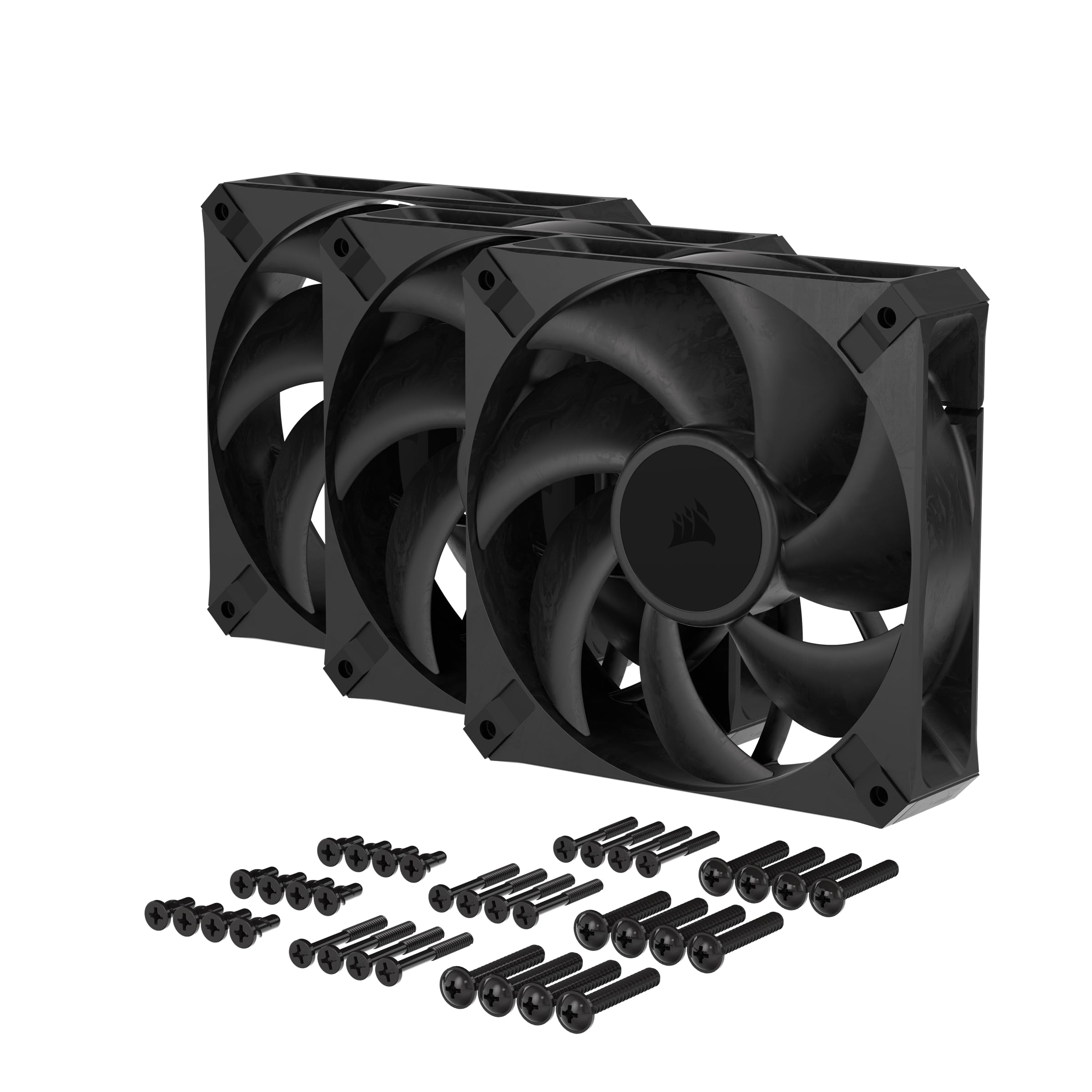 Corsair RS120 MAX 120mm PWM Thick Fans – High Static Pressure – Liquid Crystal Polymer Construction – Triple Pack – Black