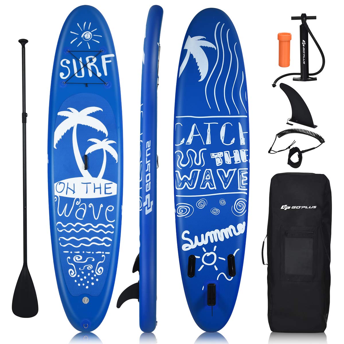 COSTWAY 9.7FT/11FT Inflatable Stand Up Paddle Board, 16cm Thick SUP with Accessories, Carry Bag, Adjustable Paddle, Hand Pump, Bottom Fin, Ankle Leash, Non-Slip Deck, for All Levels