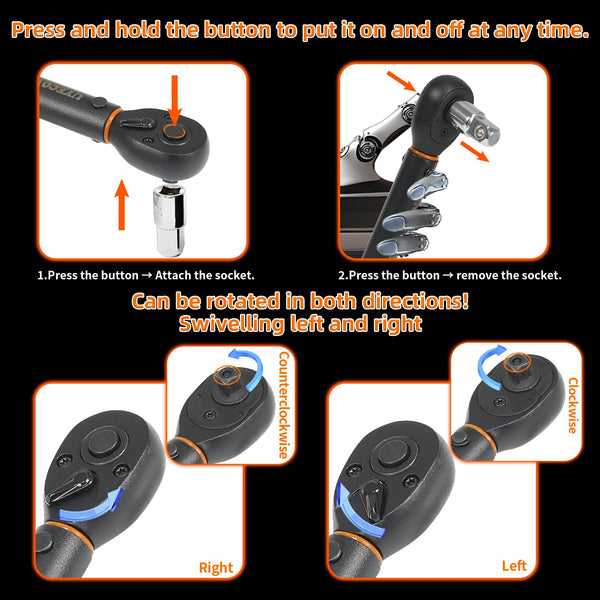 Torque Wrench 1/4 Bike Torque Wrench 1-25nm Torque Wrench Set 63ps with 100mm Extension bar and Socket