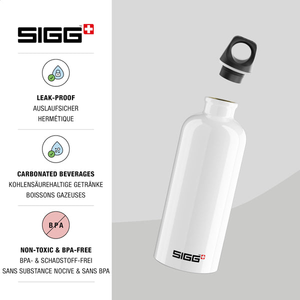 Sigg - Aluminum Water Bottle - Traveller - Climate Neutral Certified - Suitable For Carbonated Beverages - Leakproof & Lightweight - BPA Free - 0.6L / 1L/ 1.5L