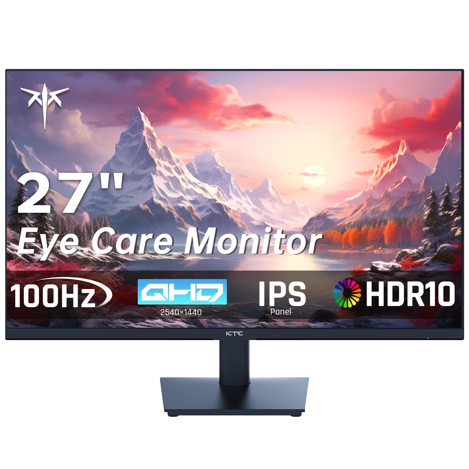 KTC Flat 32 Inch Monitor, QHD 1440P 2K@100Hz IPS Large Computer Monitor, Ultra Thin Bezels, Anti-Blue Light, HDR10, 103% sRGB, 86% DCI-P3, 350 Nits, 3ms MPRT, Adaptive Sync for Working and Gaming