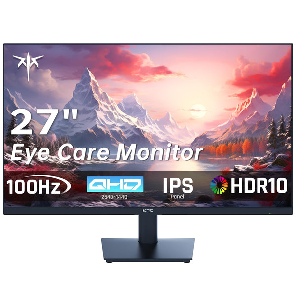 KTC Flat 32 Inch Monitor, QHD 1440P 2K@100Hz IPS Large Computer Monitor, Ultra Thin Bezels, Anti-Blue Light, HDR10, 103% sRGB, 86% DCI-P3, 350 Nits, 3ms MPRT, Adaptive Sync for Working and Gaming