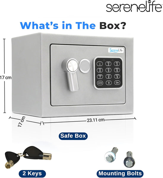 Pyle Home Safe Box Locker, Small Money Safe, Mini Fireproof Safes, Wall & Floor Steel Vault, Electronic Digital Keypad, 2 Keys, 23.1 × 17 × 17cm, Secure for Cash, Guns, Jewelry & More - Red