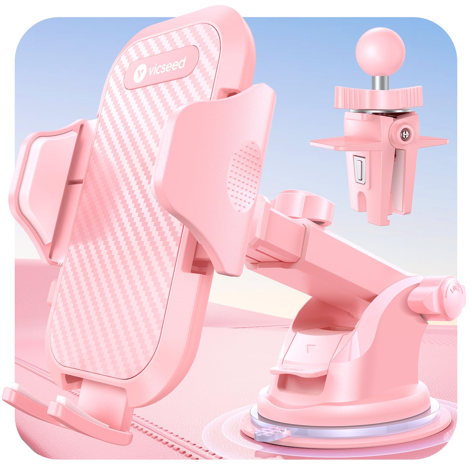 2025 BEST [Rally Racing-Grade] Car Phone Holder for Cars [88+LBS Strongest Suction] 3In 1 Dashboard Windscreen Vent Mobile Phone Holder for Car [Big phone & Thick Case Friendly] for iPhone Samsung