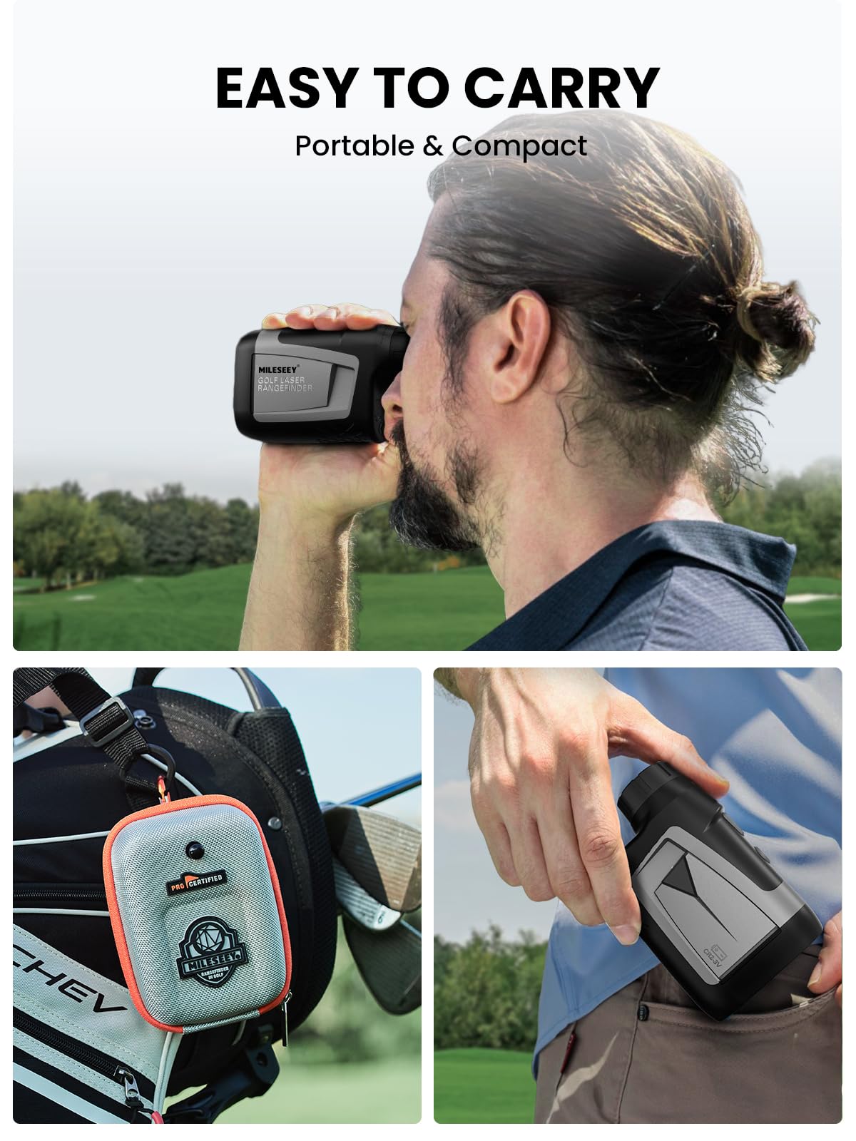 MiLESEEY Golf Range Finder with Slope On/Off,1100Yards,±0.5yard Accuracy,Flag Lock with Vibration,Legal for Tournament Play, Scan Measurement for Golfers,Carrying Case, Free Battery