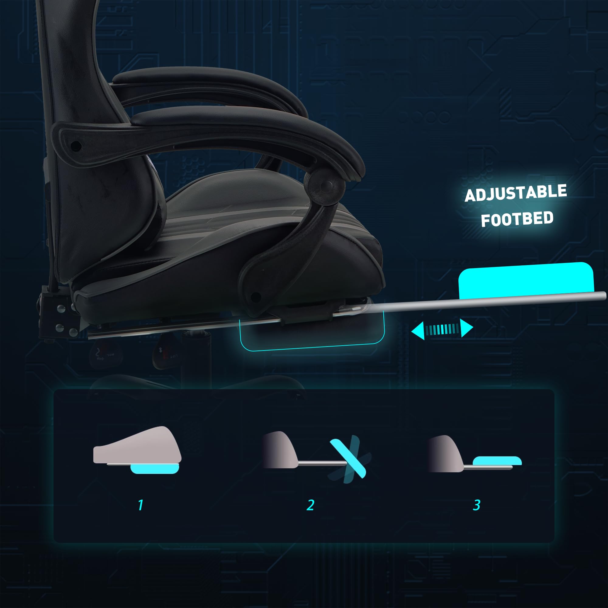 Play haha.Ergonomic reclining seat with footrest adjustable headrest and lumbar cushion high back support padded armrests PU leather finish for gaming home or office use
