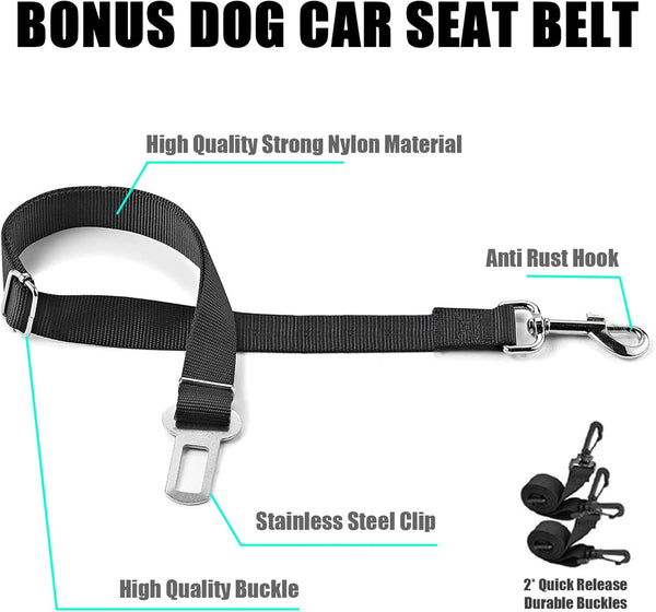 VSPETCC Dog Car Seat Cover,100% Waterproof with Mesh Window And Storage Pocket,Durable Scratchproof Nonslip Dog Hammock with Universal Size Fits for Cars/Trucks/SUV