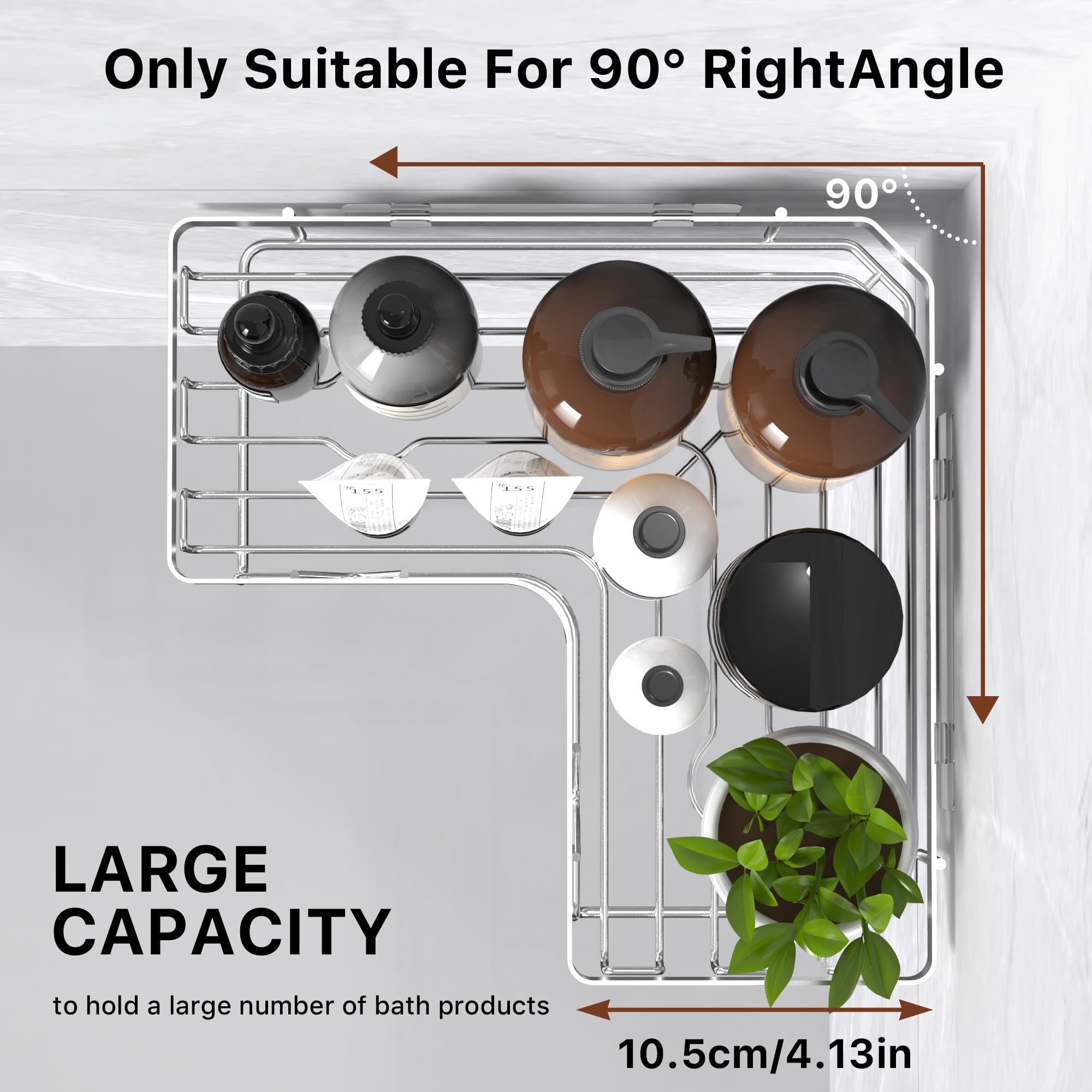 Kegii Telescopic Shower Caddy Corner - Stainless Steel Shower Shelf No Drilling Bathroom Caddy with Soap Holder and Hooks(White), On The Bath or Stand Up Shower