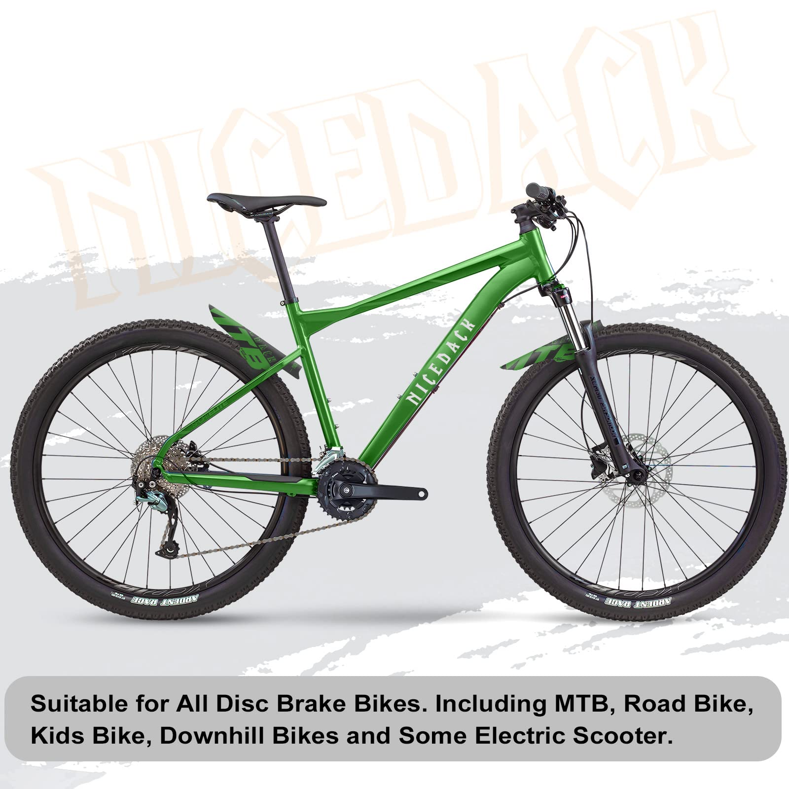 NICEDACK Mudguards Mountain Bike, 2 Pieces Mudguard Fit 20-29 Inch MTB Mudguard Front and Rear Compatible Bicycle Splash Guard