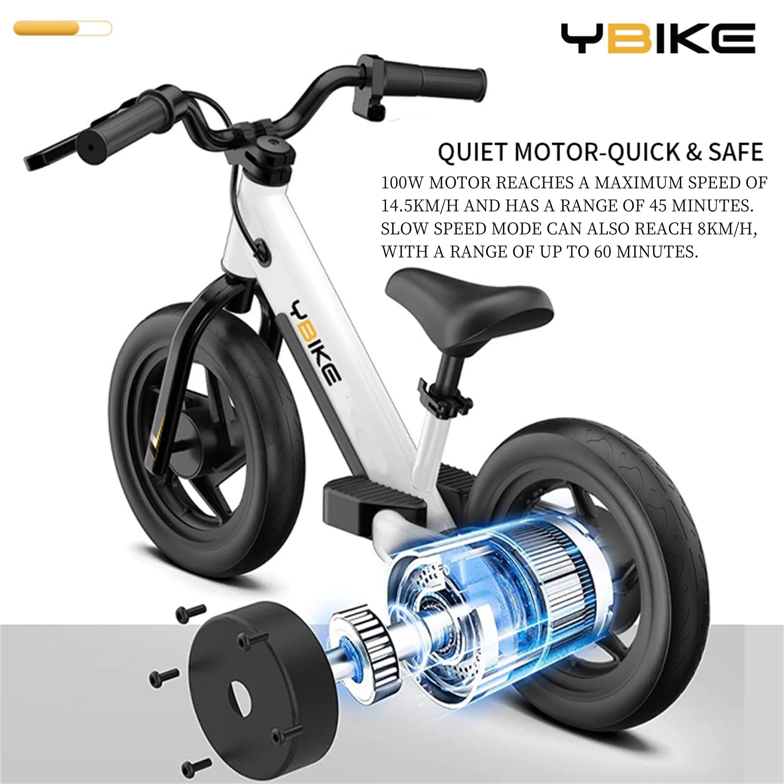 YBIKE Electric Balance Bike,12 Inch Kids Electric Bike for Ages 3-5 Years Old, Kids Balance Bikes with Adjustable Seat, Dirt Bike for Boys & Girls