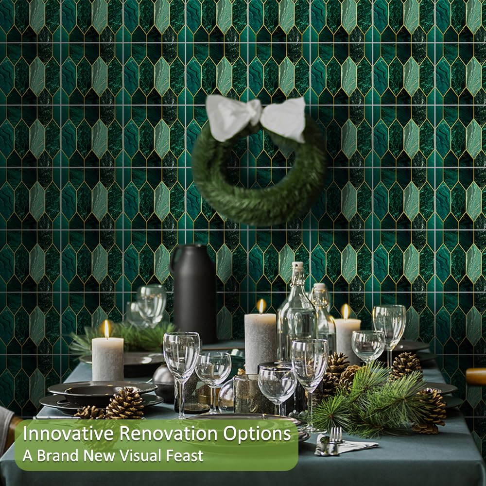 funlife Peel and Stick Wall Tiles, Stick on Tiles Self-Adhesive Square Tile Stickers, Water Resistant Art Deco Backsplash for Kitchen Bathroom,