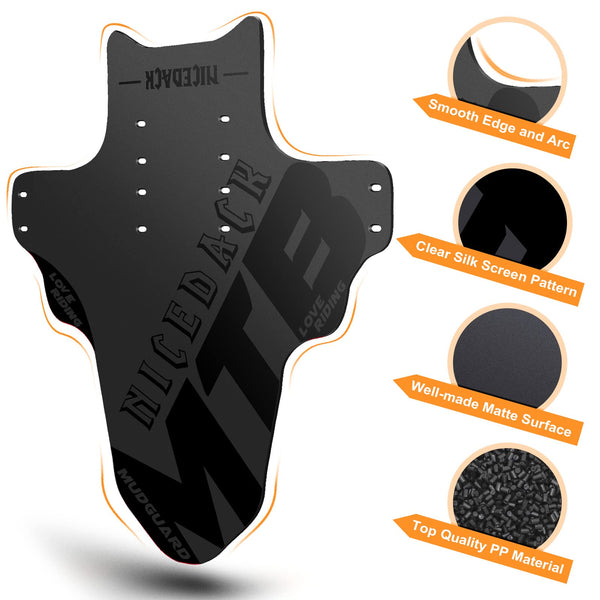 NICEDACK Mudguards Mountain Bike, 2 Pieces Mudguard Fit 20-29 Inch MTB Mudguard Front and Rear Compatible Bicycle Splash Guard